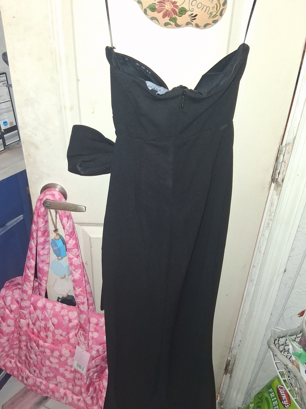 Aakaa Black Strapless Dress with Sweetheart Neckline